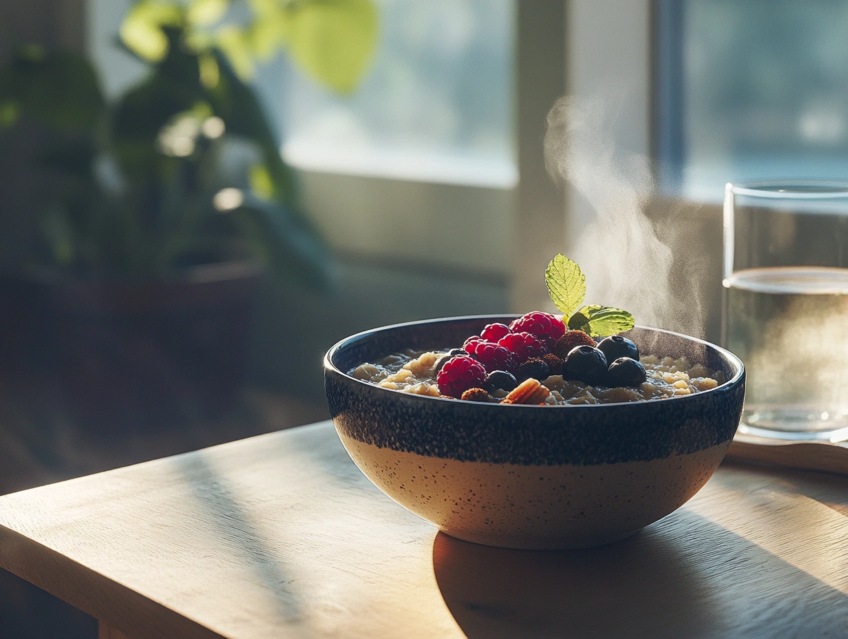 Сніданок: вівсяна каша з ягодами