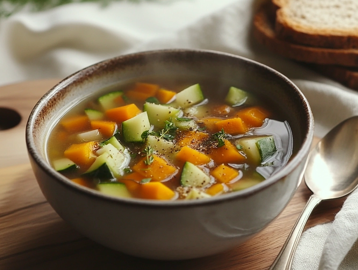 Обід: овочевий суп з цільнозерновим хлібом